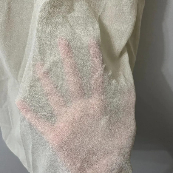 Adrianna Papell Womens Beige Blouse L Beaded Scoop Neck Pullover Top - Picture 6 of 8